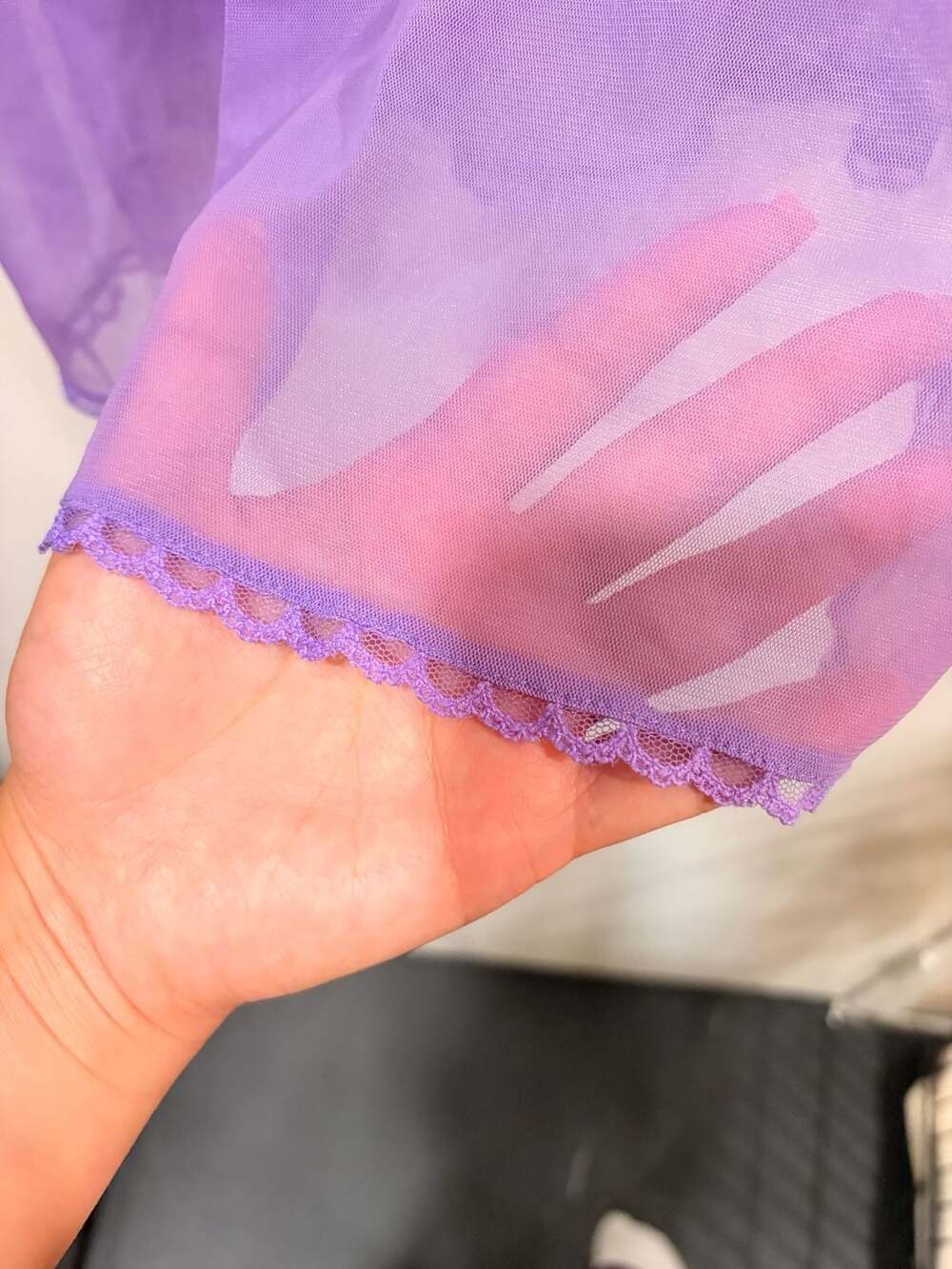 Fredericks of Hollywood Lingerie Babydoll Tank Purple Sheer Ribbon Trim - Picture 11 of 13